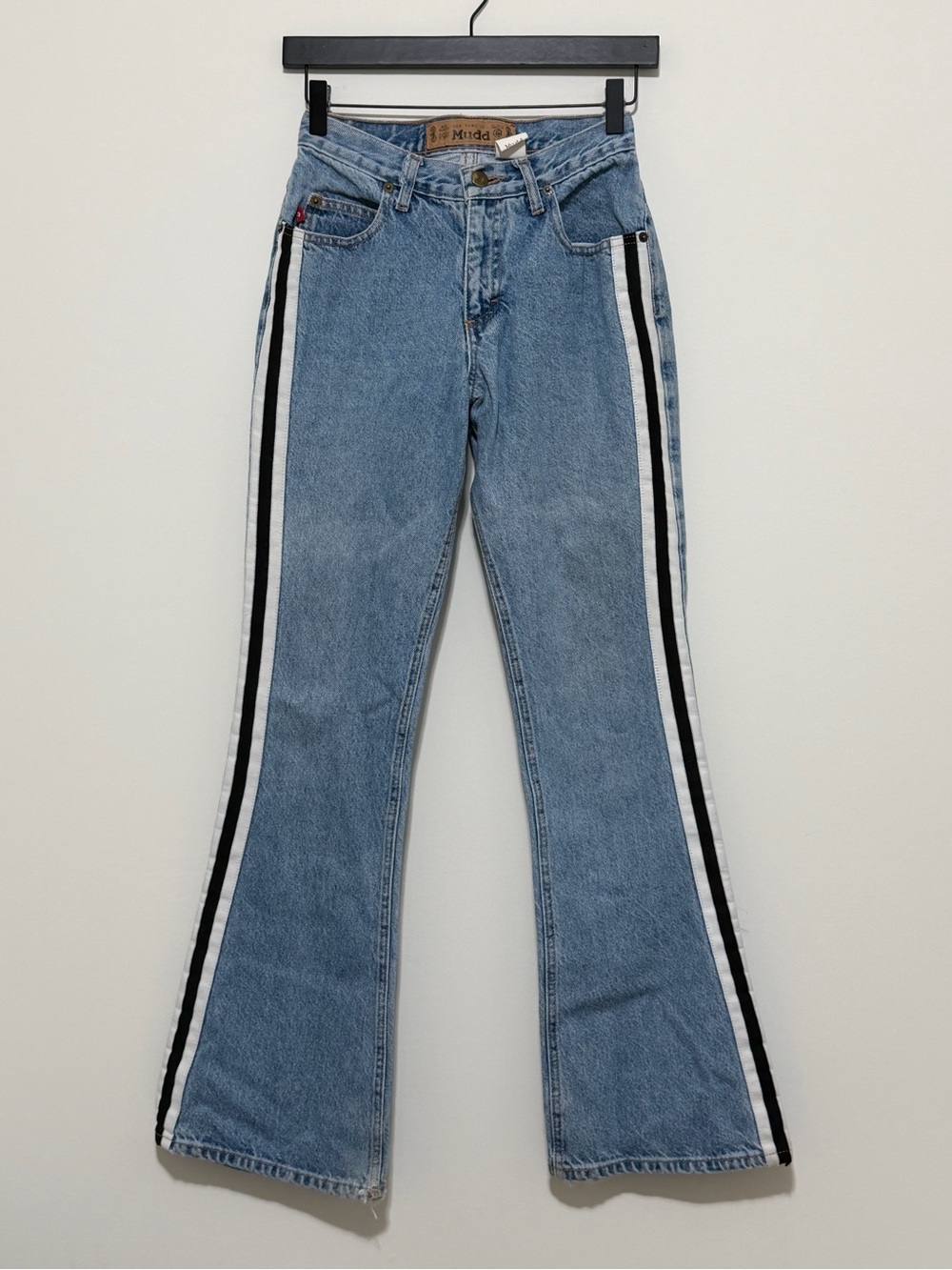 Mudd Jeans Size 3 Blue Flare Side Stripe Denim Jeans 2000s Retro Vintage Y2K
